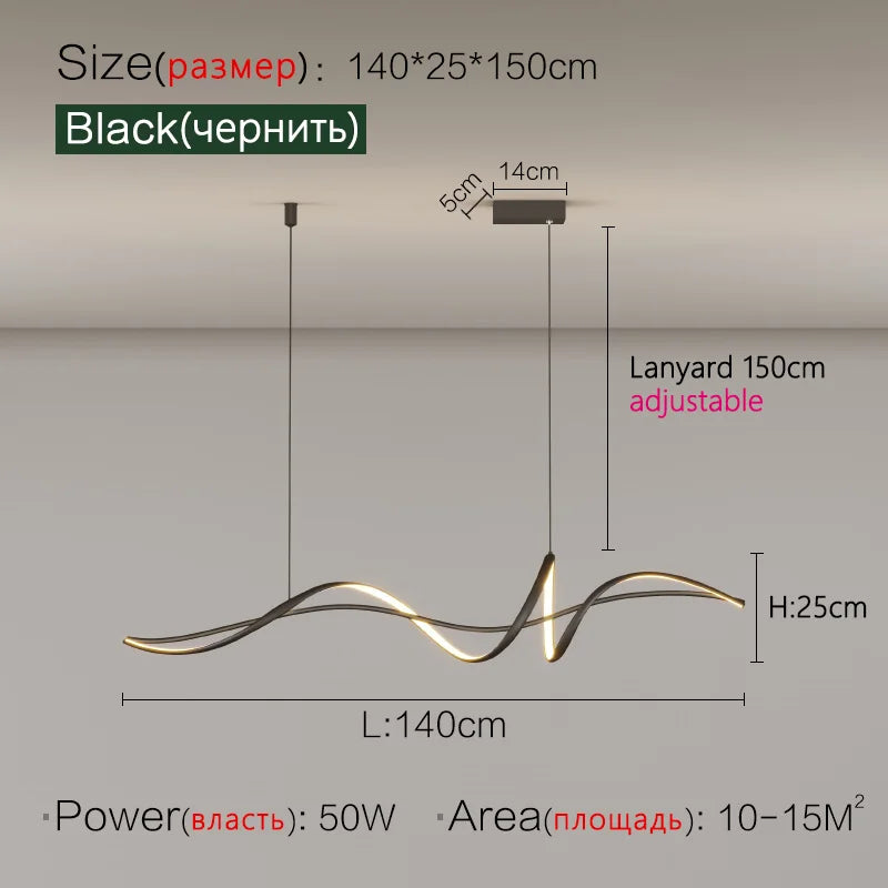 Nordic Style Chandelier Modern Dining Room Strip Lamps