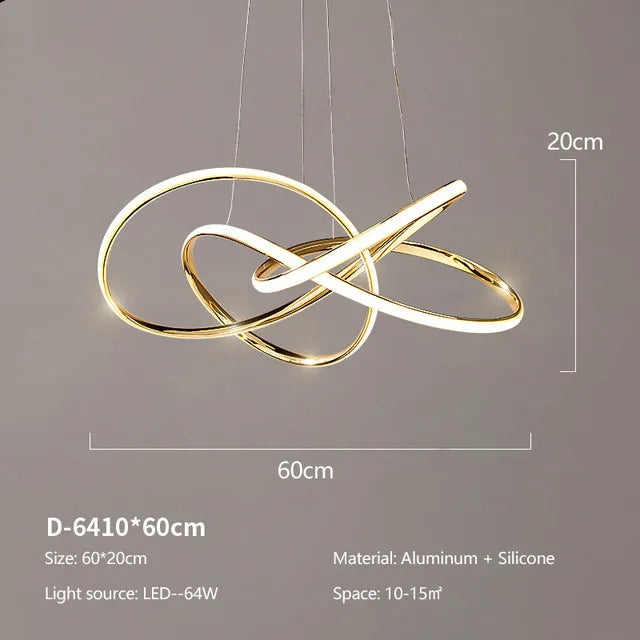 Gold Ring Chandeliers for Modern Dining Room Luxury Bedroom Lighting
