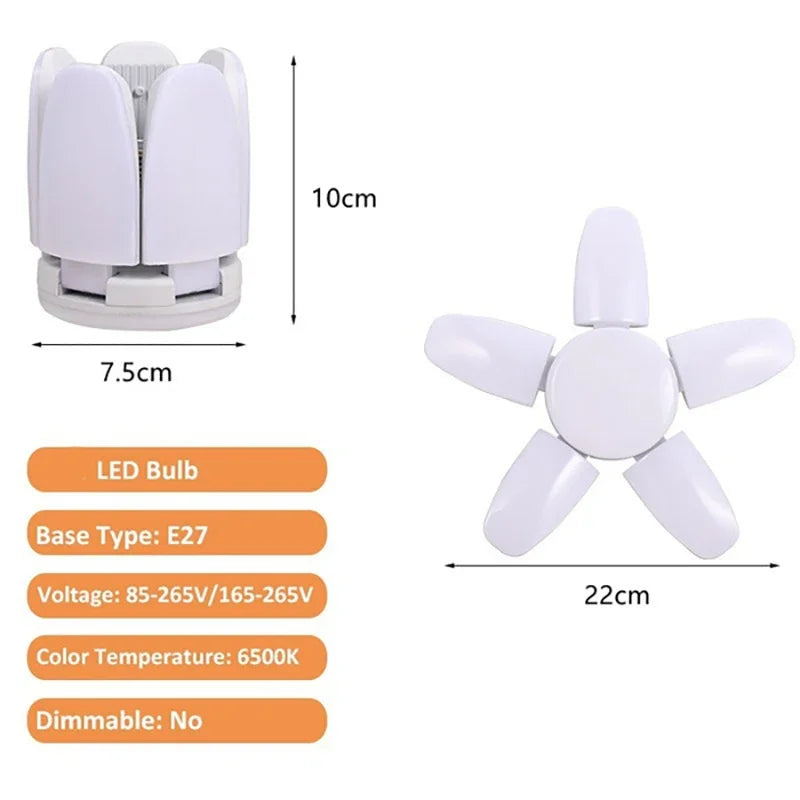 LED Ceiling Light Industrial Lighting Deformable E26/27 Bulb for Garage Warehouse