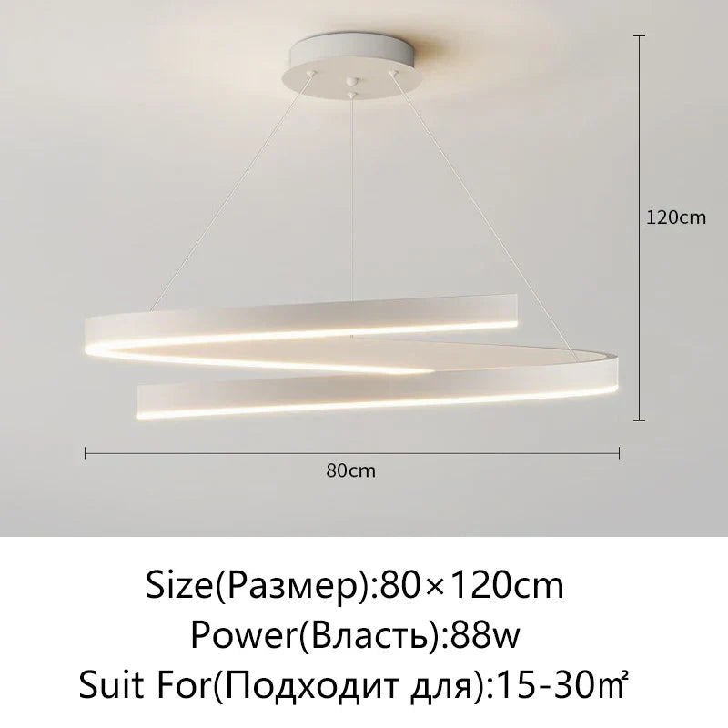 Spiral Aluminum LED Chandelier for Kitchen Dining Bedroom Suspension Luminaire
