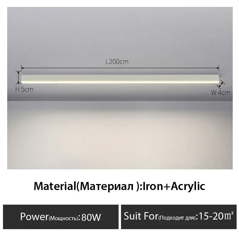 Long Strip LED Ceiling Lights for Balcony, Bedroom, Living Room, Kitchen, Dining Room & More