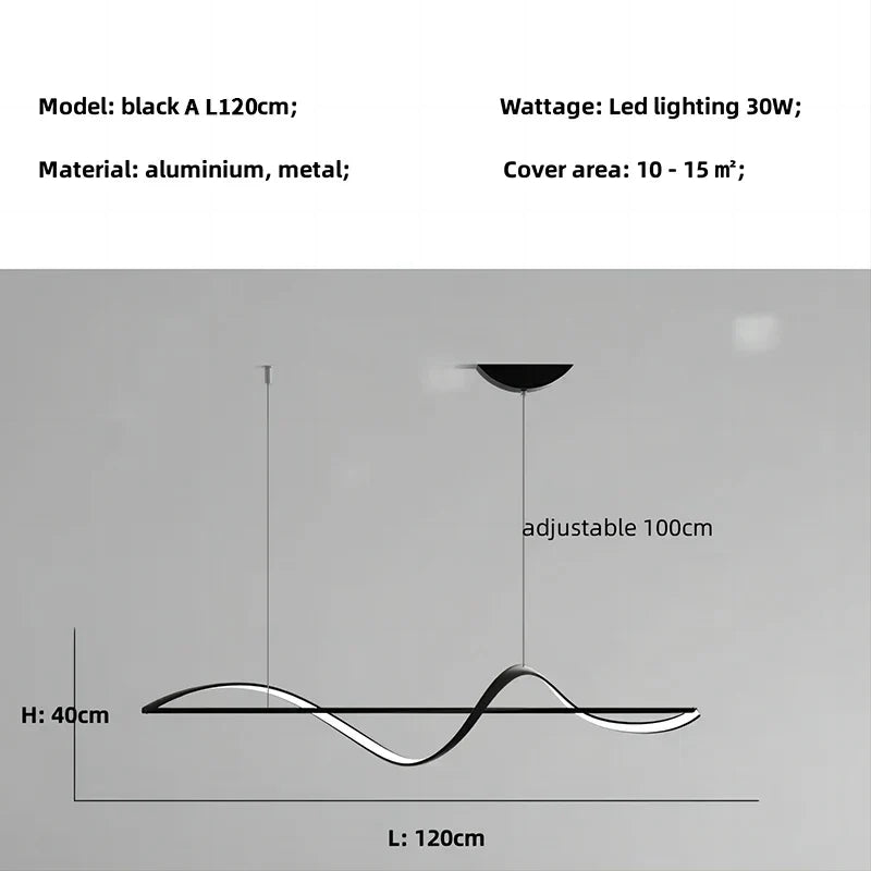Minimalist Curve LED Pendant Light for Dining Room, Bar, Kitchen - Home Decor Fixtures