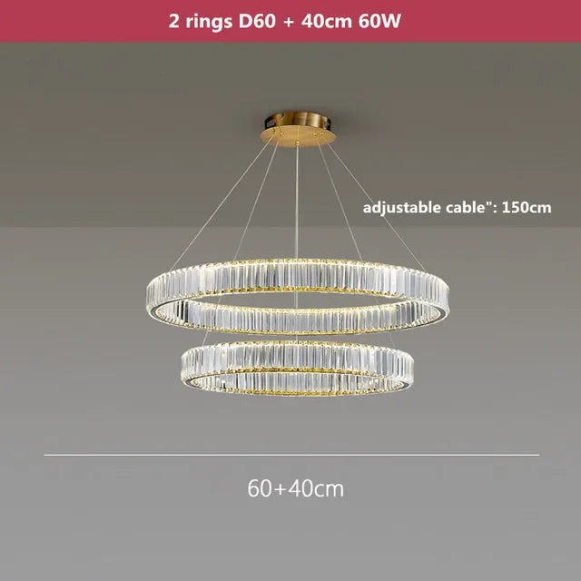 Luxury Crystal Round Pendant Chandelier for Living Room & Bedroom