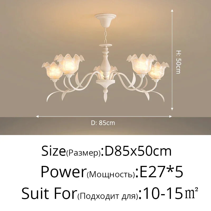 Lily Of The Valley Glass Chandelier Light: Modern Cream Wind Lamp for Living Room & Bedroom