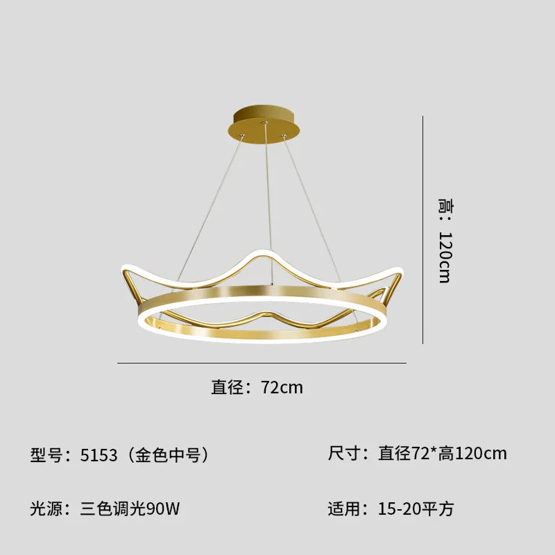 Crown Design Gold Chandelier for Living Room Kids Bedroom