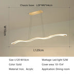 Modern Wave LED Chandelier for Dining Room and Bar Lighting