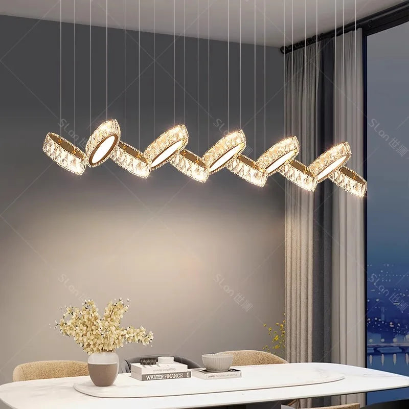 Crystal Chandelier Stair Pendant Lamp Living Room Interior Lighting