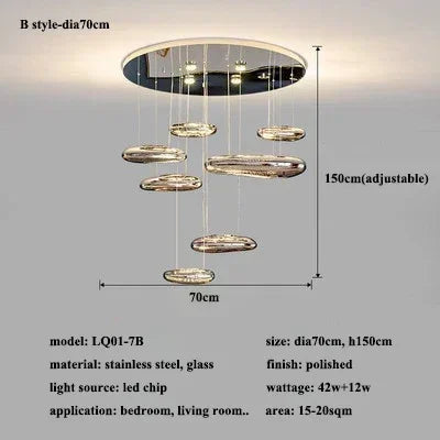 Chrome Art Ceiling Lamp for Modern Living Room, Bedroom Chandelier Lighting, Luxury Fixtures