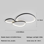 Nordic LED Ceiling Chandelier, Dimmable Black Stone Design for Living Room and Bedroom