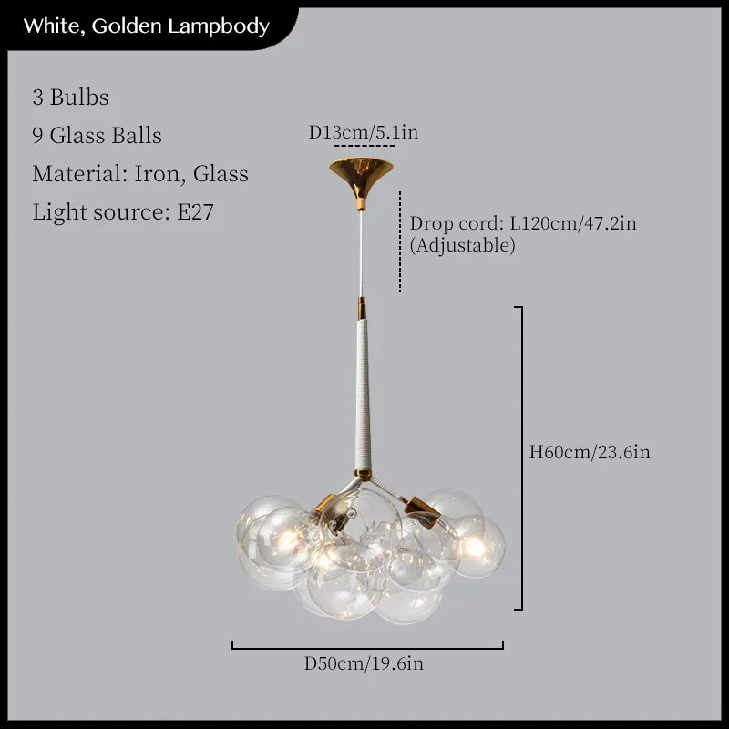 Glass Balls Ceiling Pendant Lights Minimalist Living Room Chandelier Shop Bar Decor