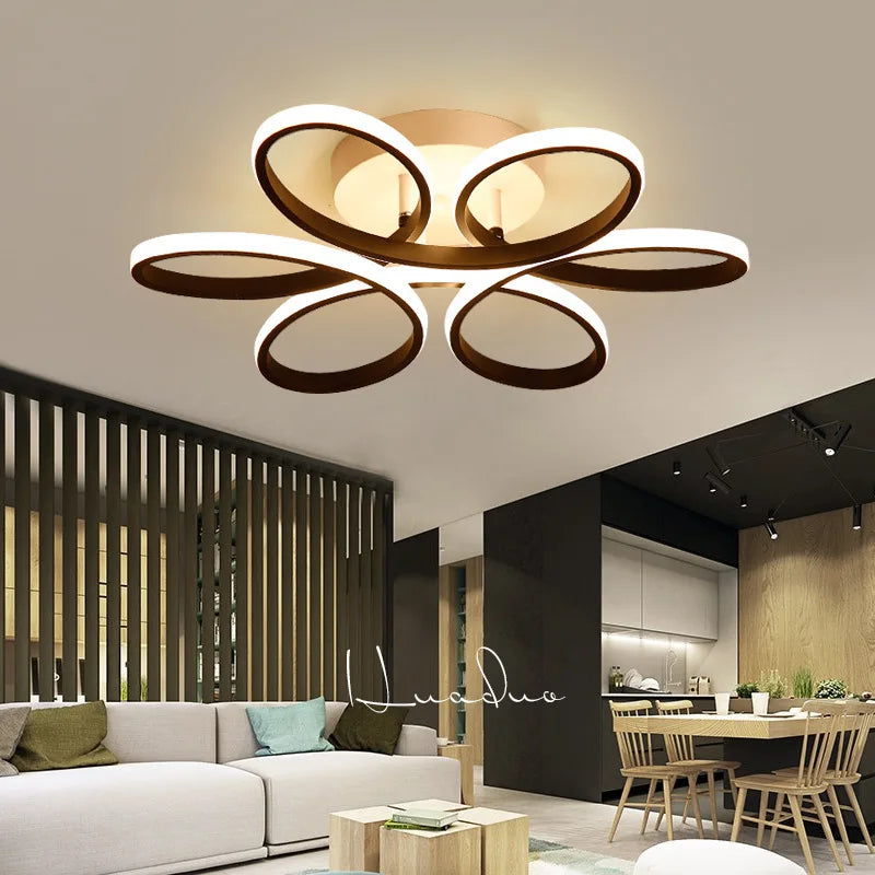 Flower Chandelier: Remote Control LED Ceiling Lamp for Modern Nordic Bedroom & Living Room