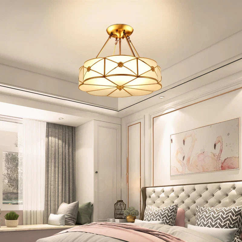 Vintage Copper Ceiling Light Industrial Retro Round Lamp for Home Decor