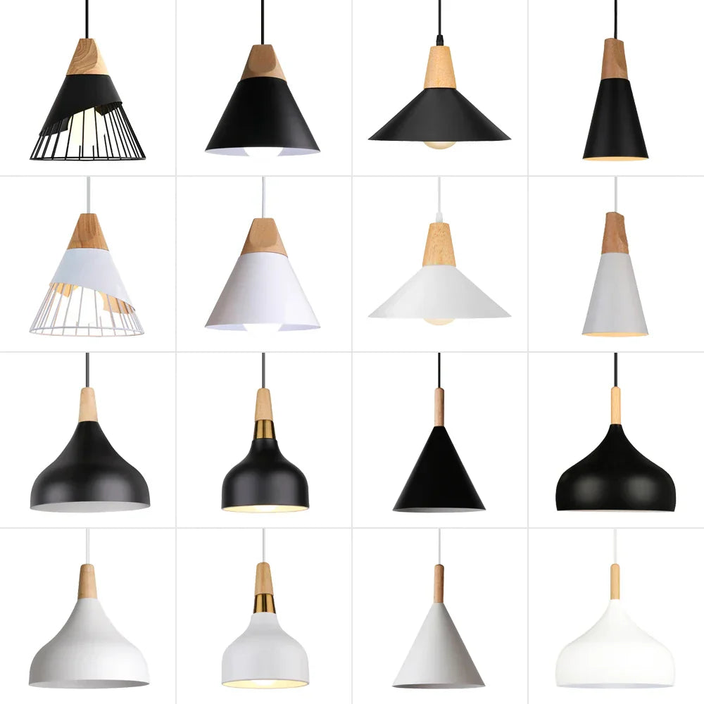 Wood Pendant Lamp: Nordic Macaron LED E27 Industrial Hanging Light for Home Decor