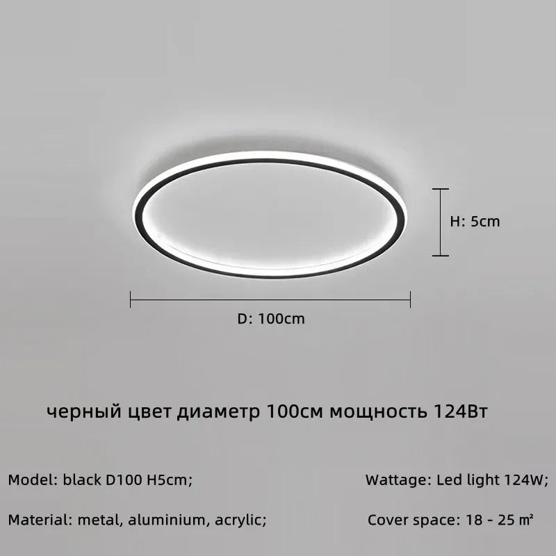 Modern Round LED Ceiling Lights Iron Mounted Dimmable Indoor Lighting