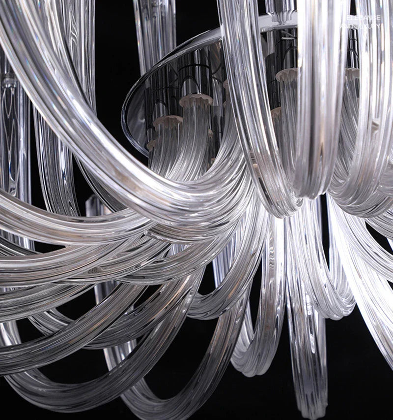 U Shaped Glass Ceiling Chandelier for Luxury Living Room, Villa Parlor, Kitchen - LED Hanging Lamp