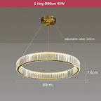 Luxury Gold Steel Crystal Chandelier Pendant Lights - Remote Control Dimmable Fixture