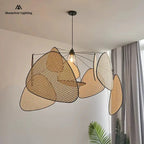 Petals Wicker Chandelier: Japanese Style Pendant Lights for Living Room