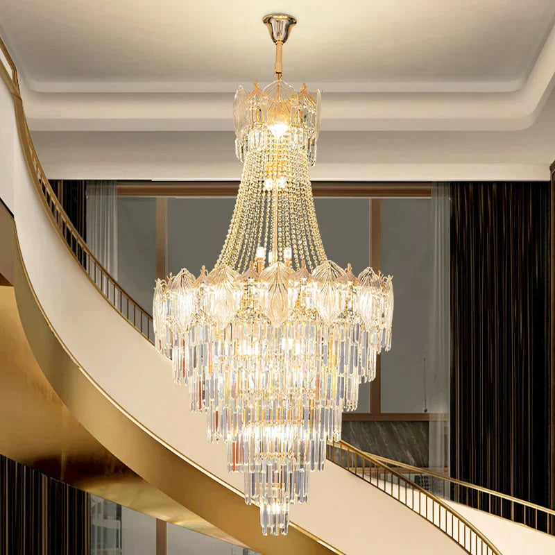 Elegant Crystal Duplex Chandelier for Livingroom, Hotel, and Villa