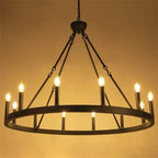 Modern Retro Round LED Pendant Lights - Black Ceiling Chandelier for Living Room and Restaurant
