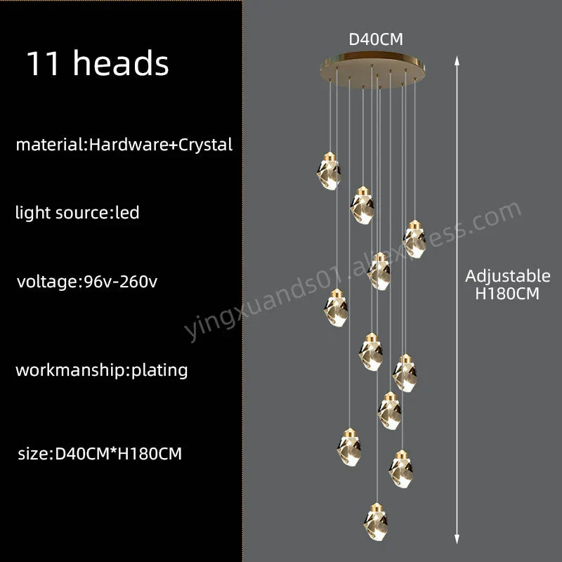 Nordic Crystal Chandelier | Living Room Villa Ceiling Light