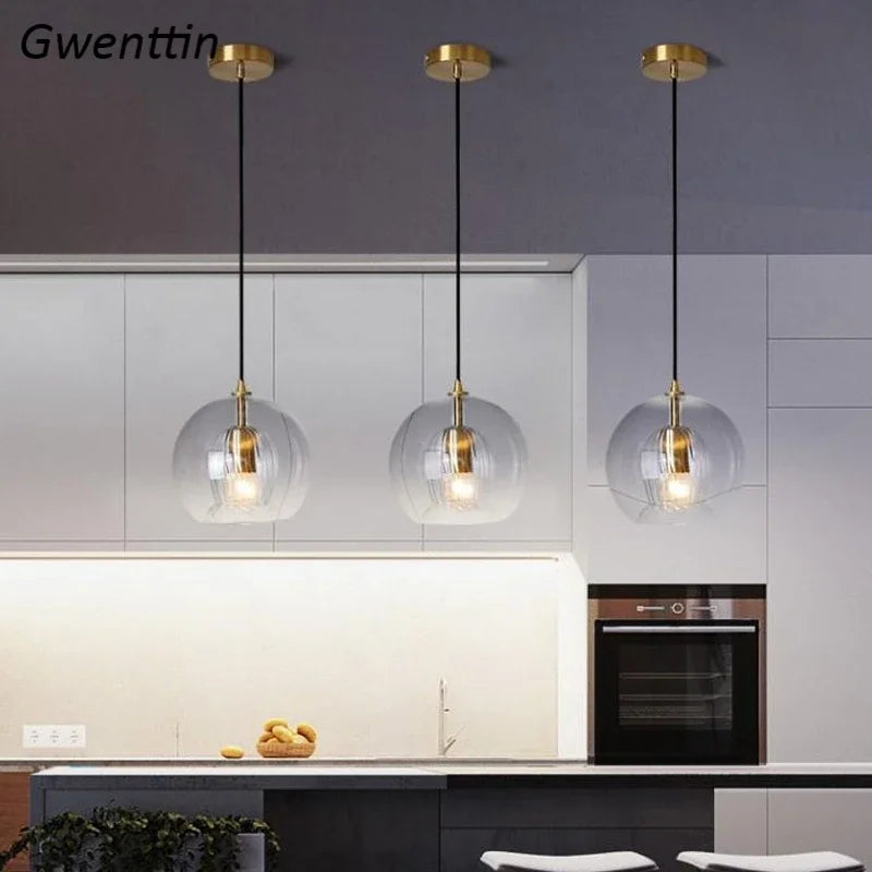 Nordic Glass LED Pendant Light for Modern Kitchen and Living Room
