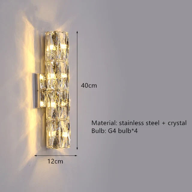 Contemporary Crystal Wall Sconce for Bedside, Bathroom, Corridor, Aisle, TV Background Lighting