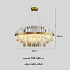 Gold Metal Round Dimmable LED Pendant Light with K9 Crystals