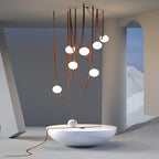 Glass Ball Pendant Lamp for Loft Living Dining Room, LED Lighting