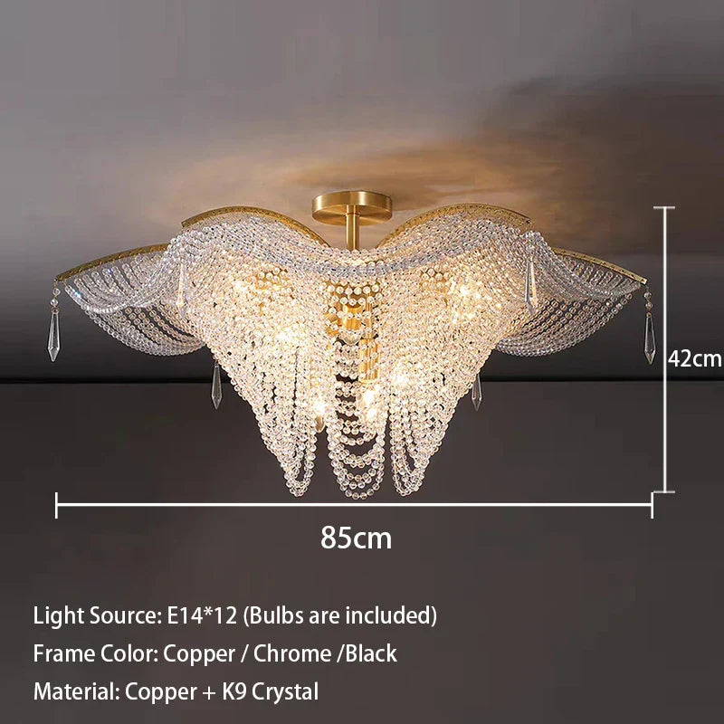 Modern Butterfly Crystal Chandelier Light for Living Room, Dimmable Home Lighting