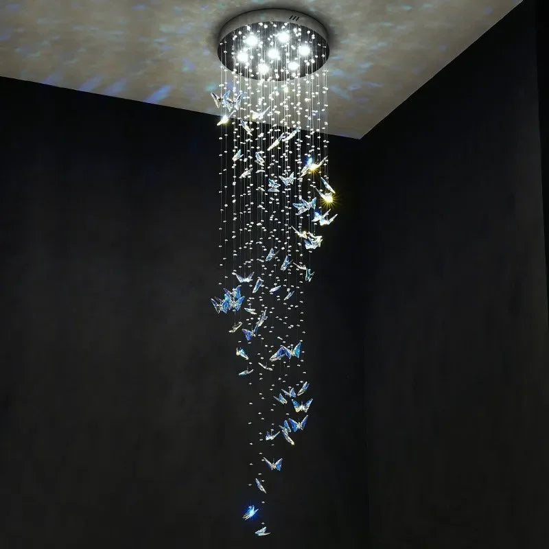 Butterfly Crystal Chandelier for High Ceilings & Staircases