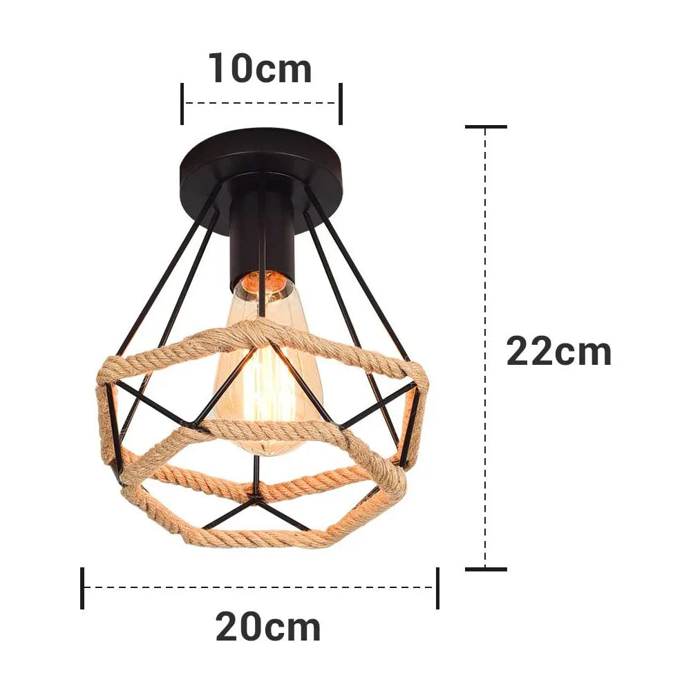 Handmade Hemp Rope Ceiling Lamps Chandelier Vintage Retro Industrial Lighting