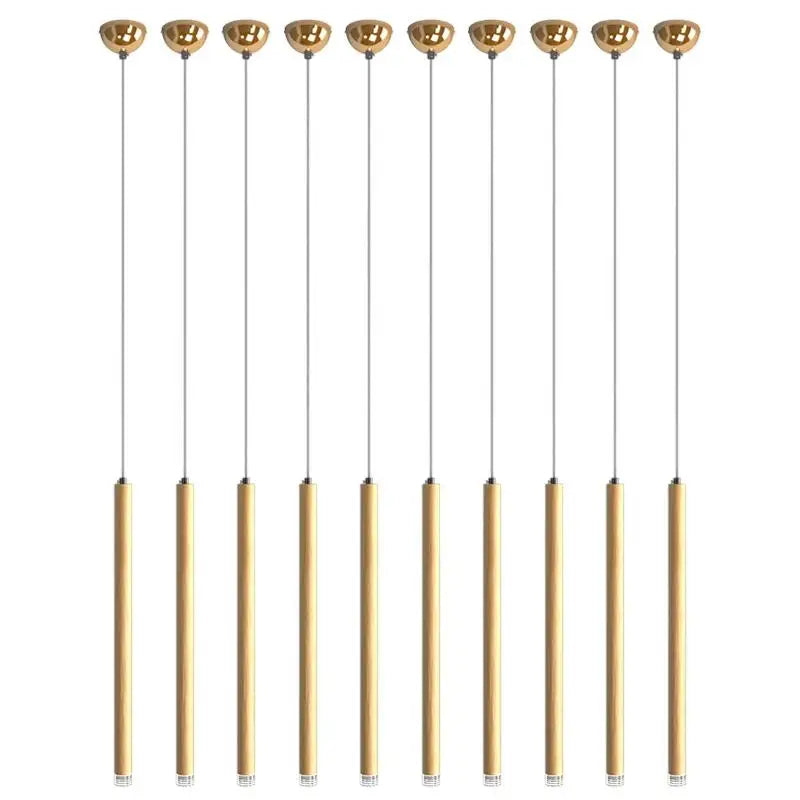 Golden Tube LED Chandelier for Modern Duplex Villa Living Room Staircase