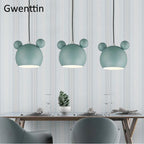 Cartoon Mouse Pendant Light: Nordic Iron Hanging Lamp for Children's Room, LED Lighting Fixtures