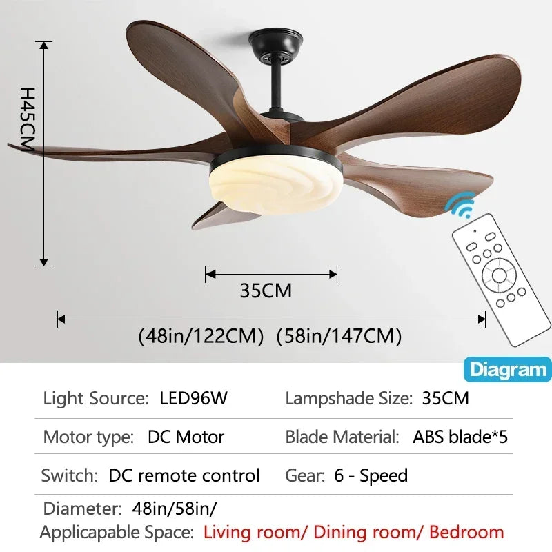 Modern LED Ceiling Fan with Strong Winds and Quiet Mute Operation