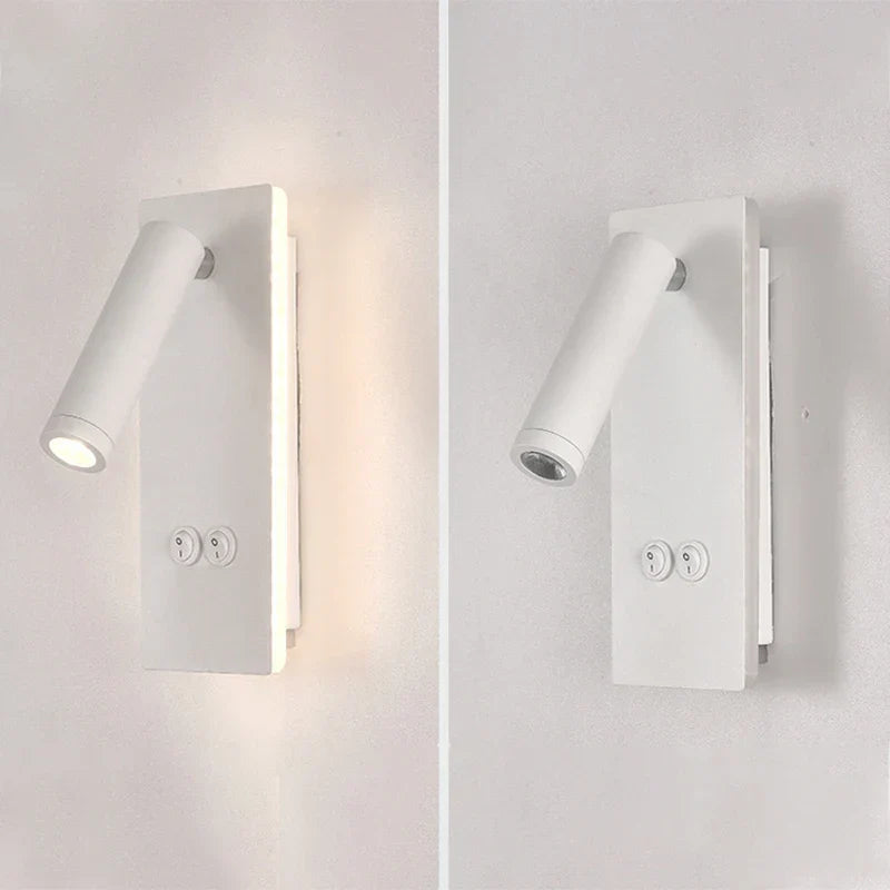 Black Brass LED Wall Lamp with USB Port & Switch - 3W Spotlight for Bedroom