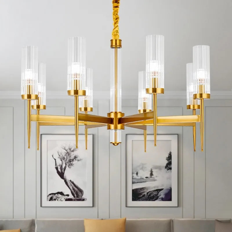 Gold Plated Nordic Living Room LED Chandelier | Luxury Hanging Pendant Lighting