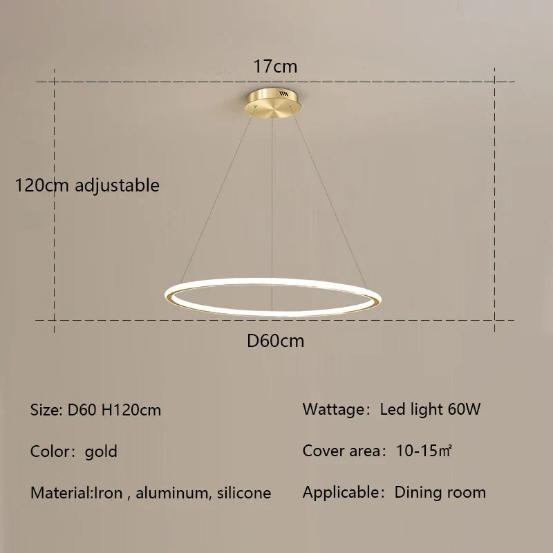 Nordic Round LED Ring Chandelier for Living Dining Bedroom