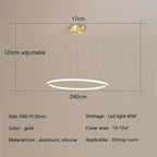 Nordic Round LED Ring Chandelier for Living Dining Bedroom
