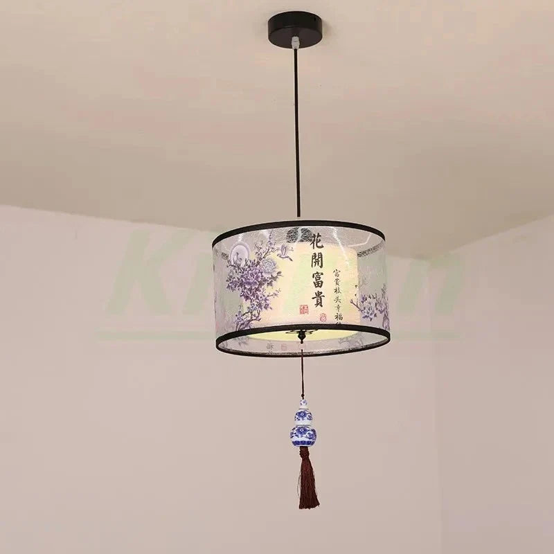 Modern Minimalist Fabric LED Chandelier Room Decoration Chinese Style Pendant Lamp