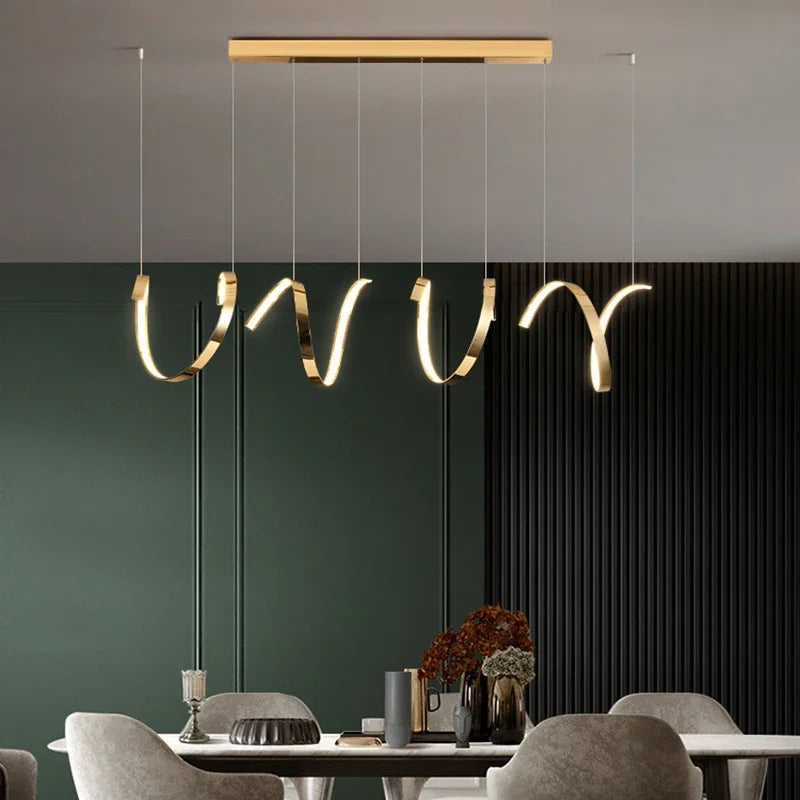 Gold Irregular LED Pendant Lights for Modern Living & Dining Room Lighting