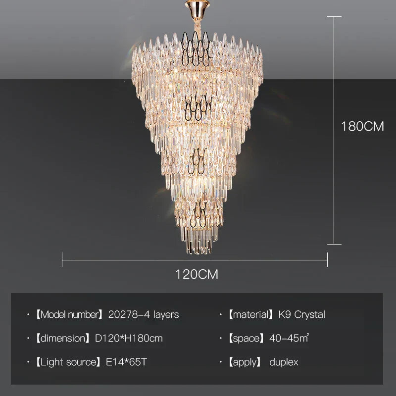 Crystal Chandelier Duplex Spiral Staircase Post-modern Luxury Light