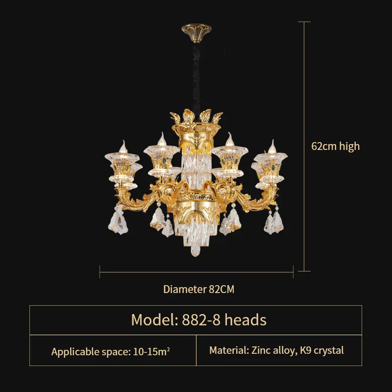 Jade Crystal Chandelier - Elegant European Style Living Room Lighting