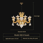 Jade Crystal Chandelier - Elegant European Style Living Room Lighting