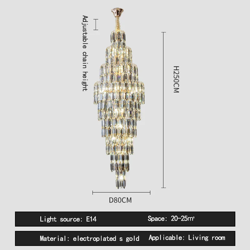 Crystal Spiral Pendant Light Chandelier Loft Luxury Staircase Elegant Upscale
