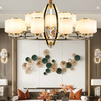 Chinese Natural Jade All Copper Chandelier for Luxury Living Room Villa