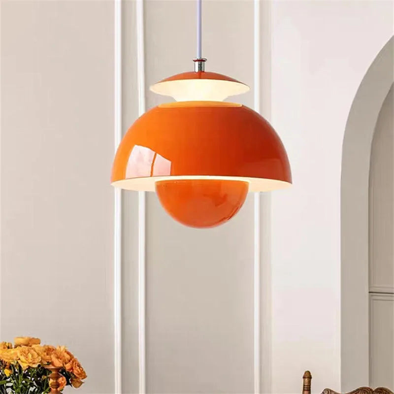 Flower Bud Pendant Light: Danish Designer Coloured Lamp for Restaurant Bedroom.
