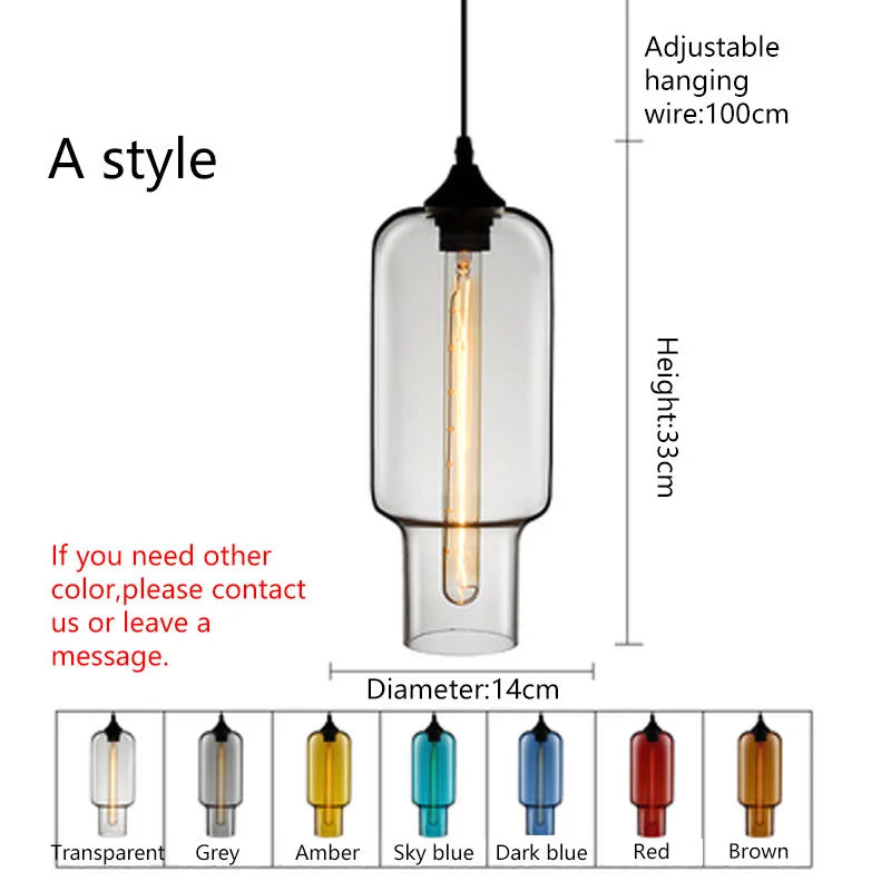 Glass Pendant Chandelier E27 Ceiling Light for Living Dining Kitchen Bedroom