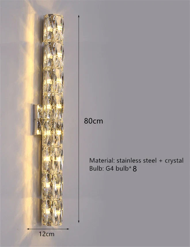 Contemporary Crystal Wall Sconce for Bedside, Bathroom, Corridor, Aisle, TV Background Lighting