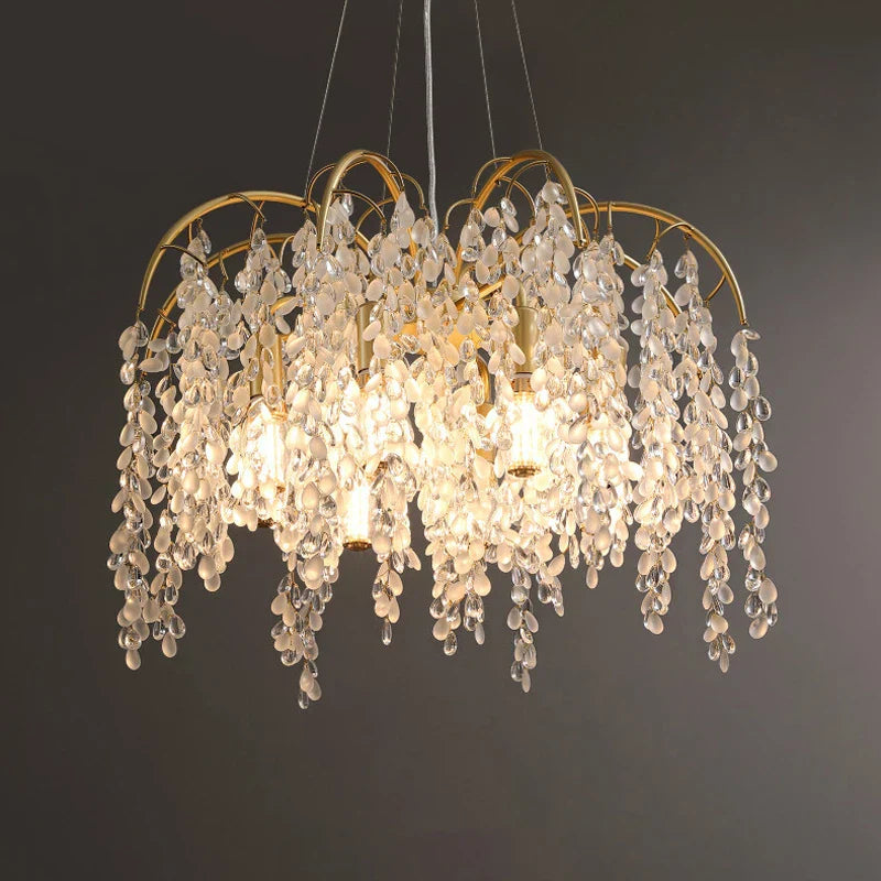 Crystal Led Chandelier Golden Luxury Living Room Ceiling Lamp