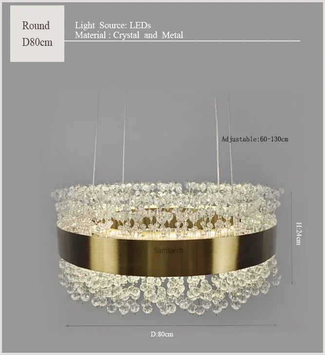 Modern Crystal Chandelier Pendant Lights LED Luxury Living Room Kitchen Island